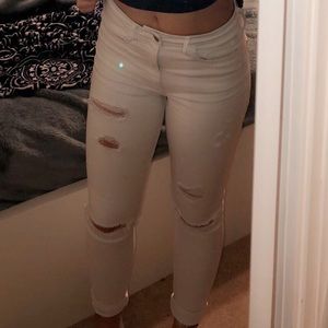 white hollister super skinny high rise jeans